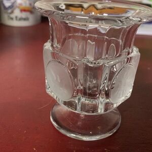 Fosteria  coin glass 3 1/2 cigarette urn / vase 4 sided